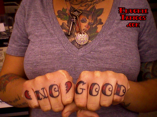 Knuckle tattoos, a trad-ishy style chest piece daaang. Totally jealous.