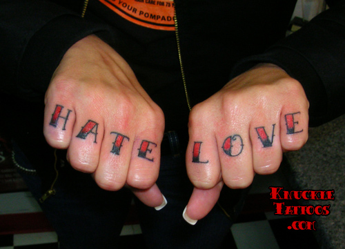 love and hate tattoo. love hate tattoos