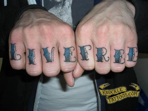 Knuckle Tattoos LIVE FREE